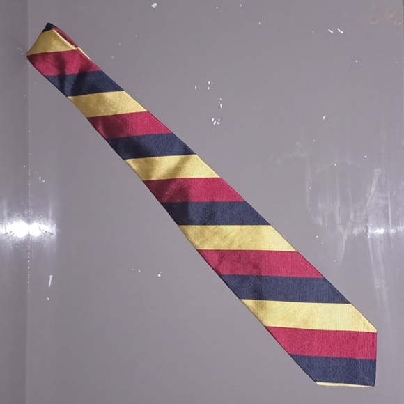 Bancroft Striped Red, Yellow, and Blue Men's Tie - Picture 3 of 4